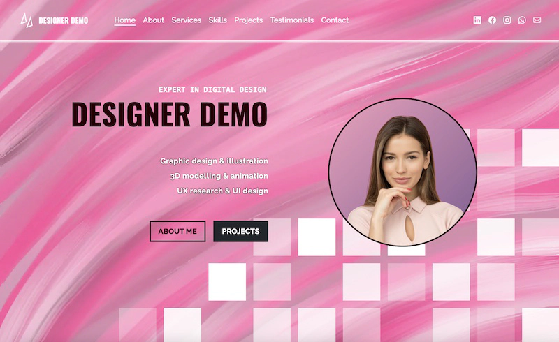Theme image: Freelancer business card Example of business card website theme Freelancer