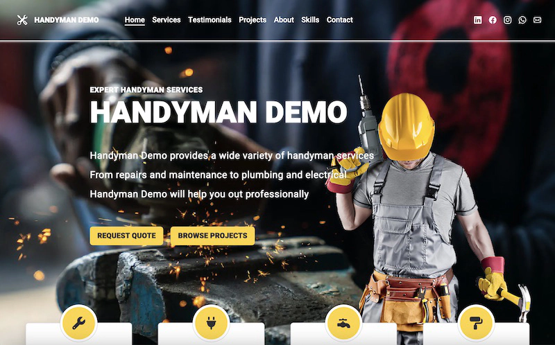 Theme image: Service business card Example of business card website theme Service