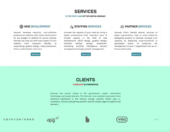 Vamudo services and clients